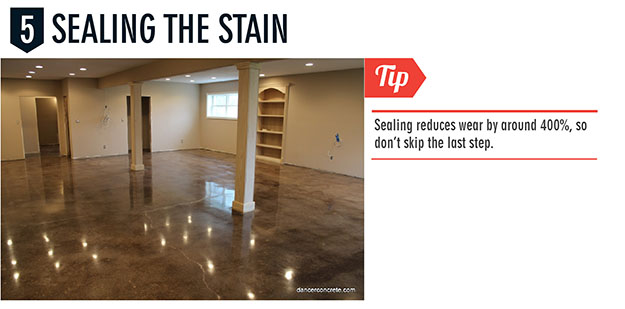 Sealing stained concrete floors will reduce wear by around 400%