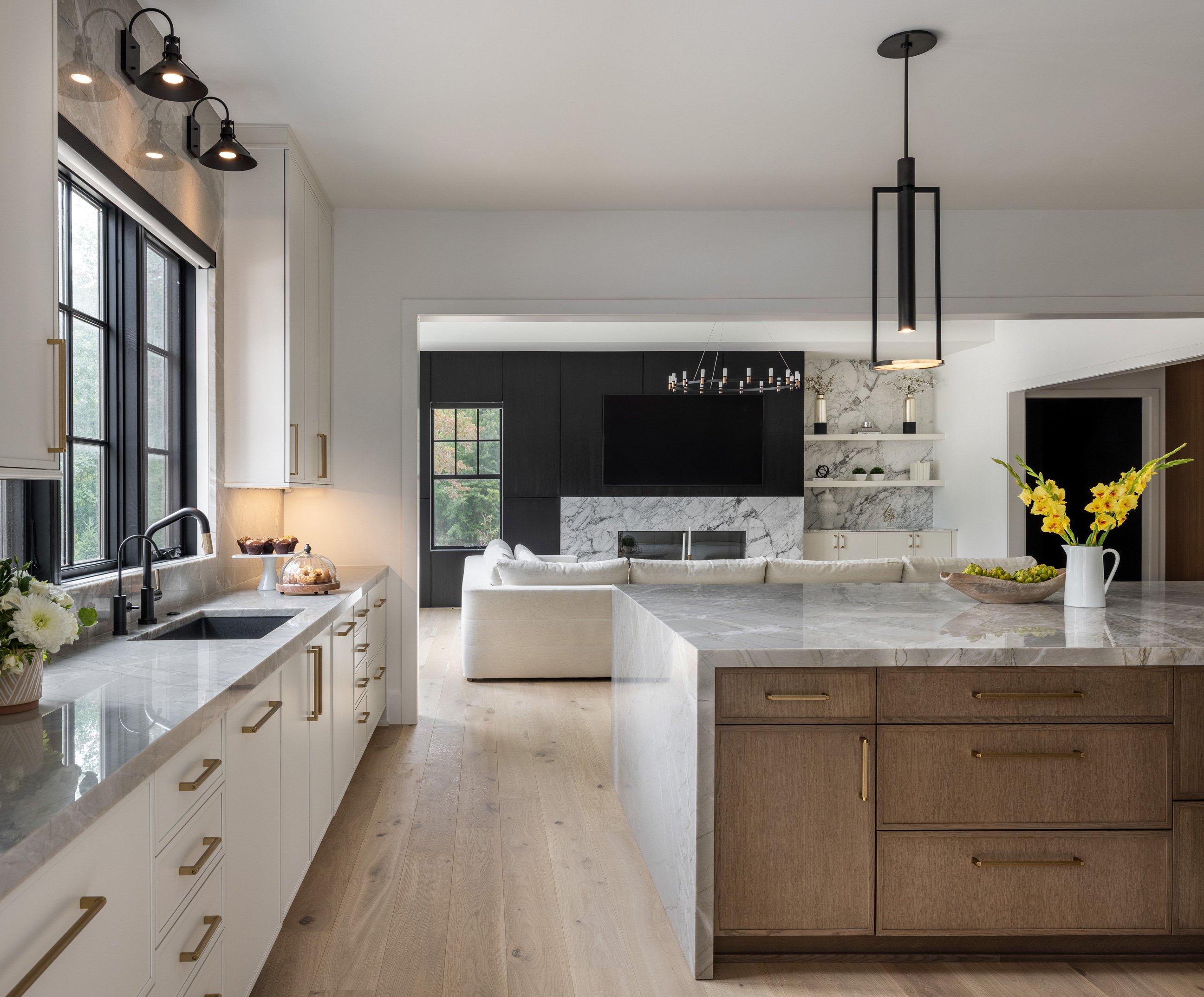 Modern kitchen featuring a paint and light wood stain