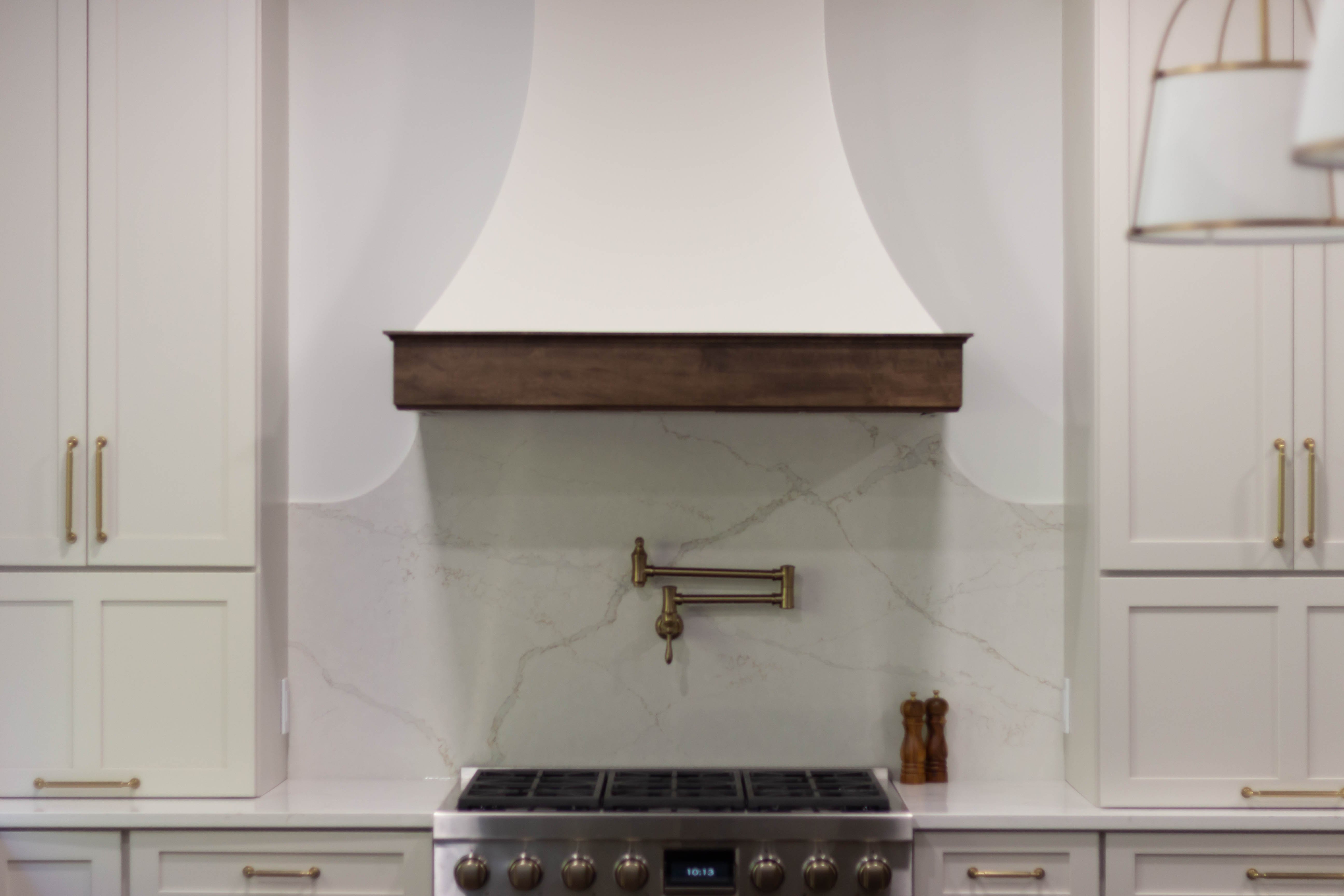 Decorative Two-Toned Hood and Kitchen Pot Filler