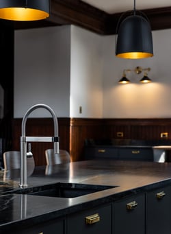 Vecchio Kitchen Island and Lighting