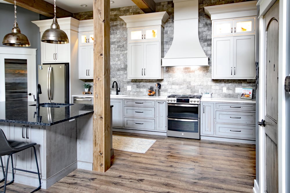 Ample space creates an open and welcoming kitchen in this barndominium