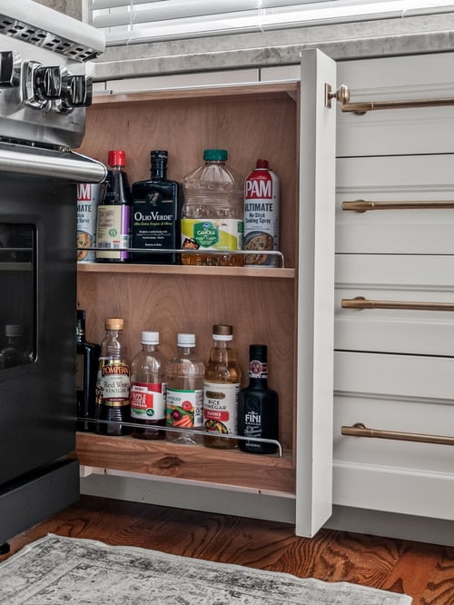 Spice rack pull-out with backing panel