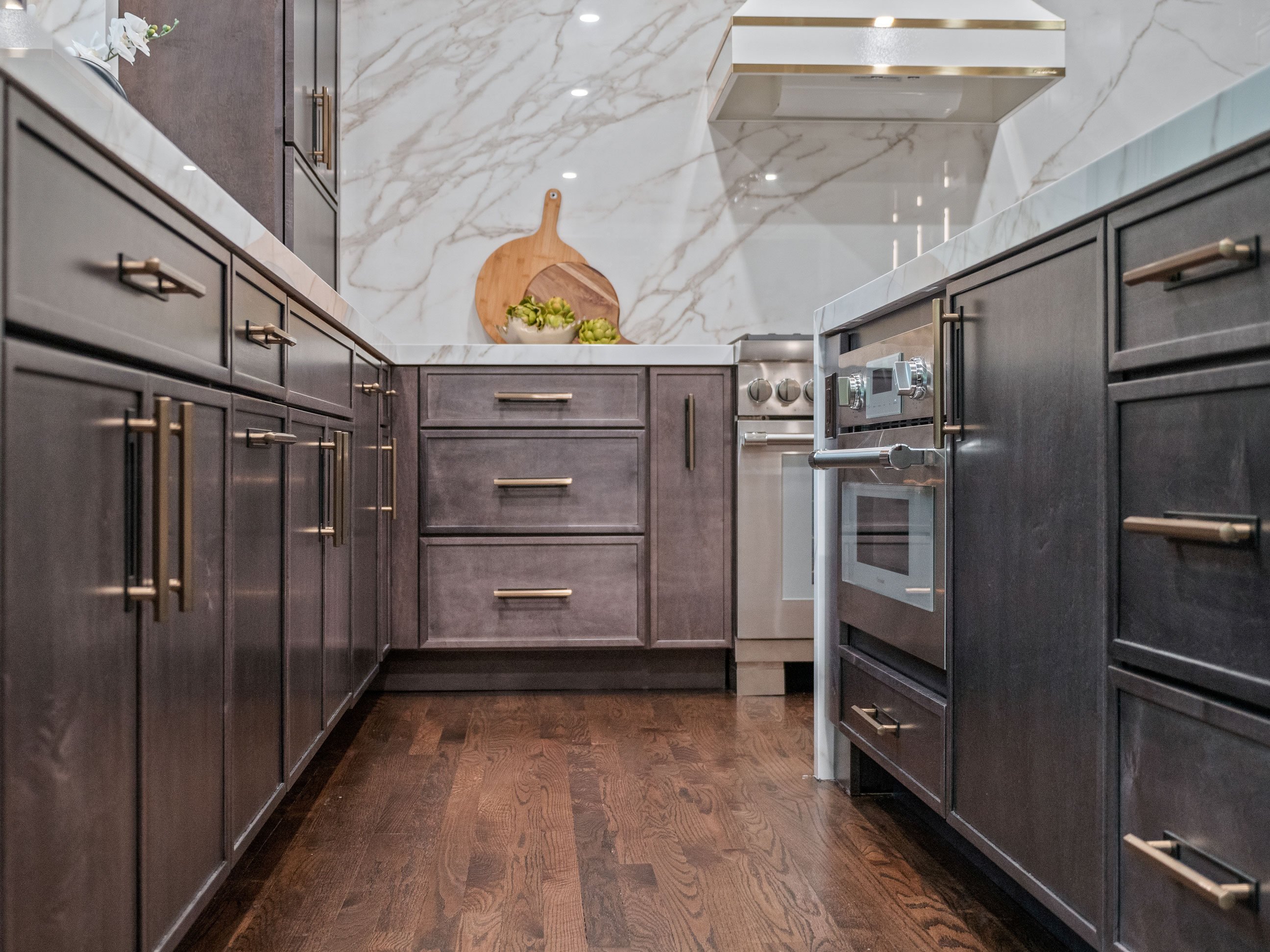 Stained cabinetry close up