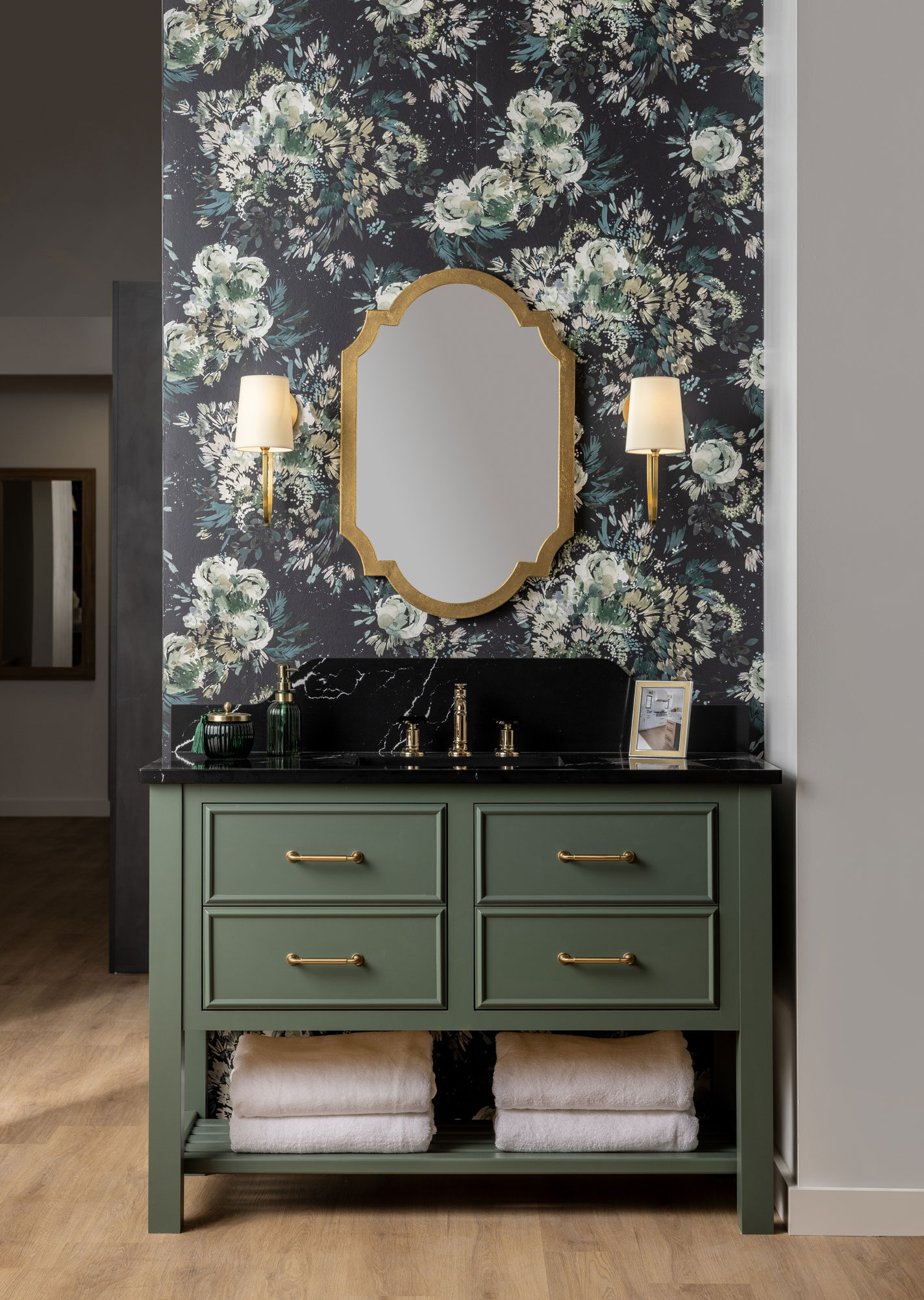 KSI Kitchen & Bath Rochester Hills Design Center display featuring Kelly Ventura Midnight Garden in Midnight - Model#: KV-015