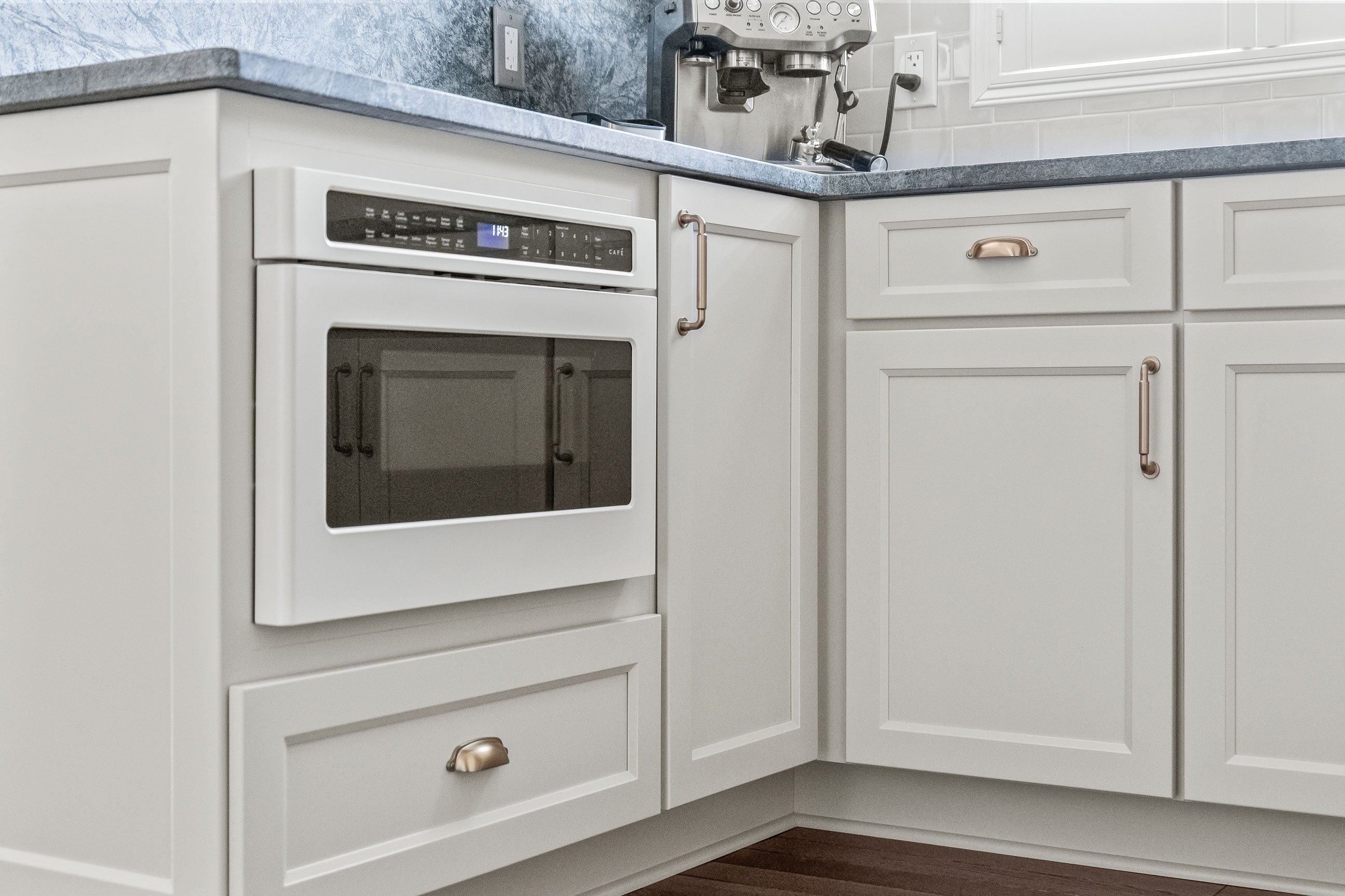 Medallion cabinetry and soapstone countertops in expanded kitchen pantry nook