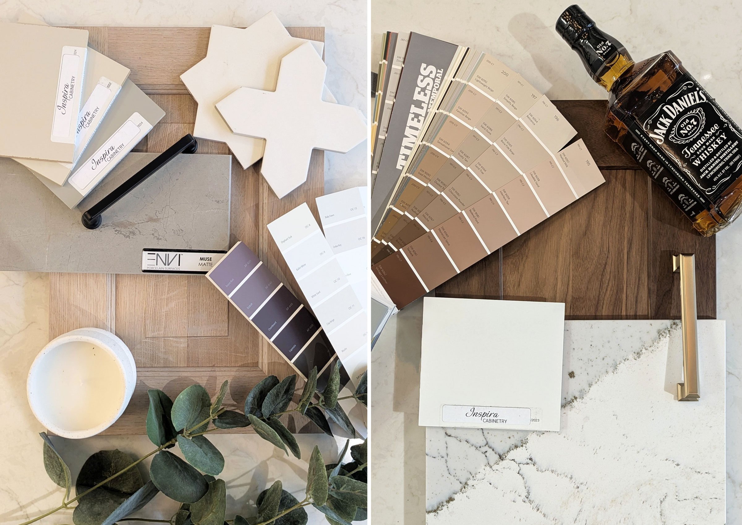 Mood board examples demonstrating warmer colors trending in 2025
