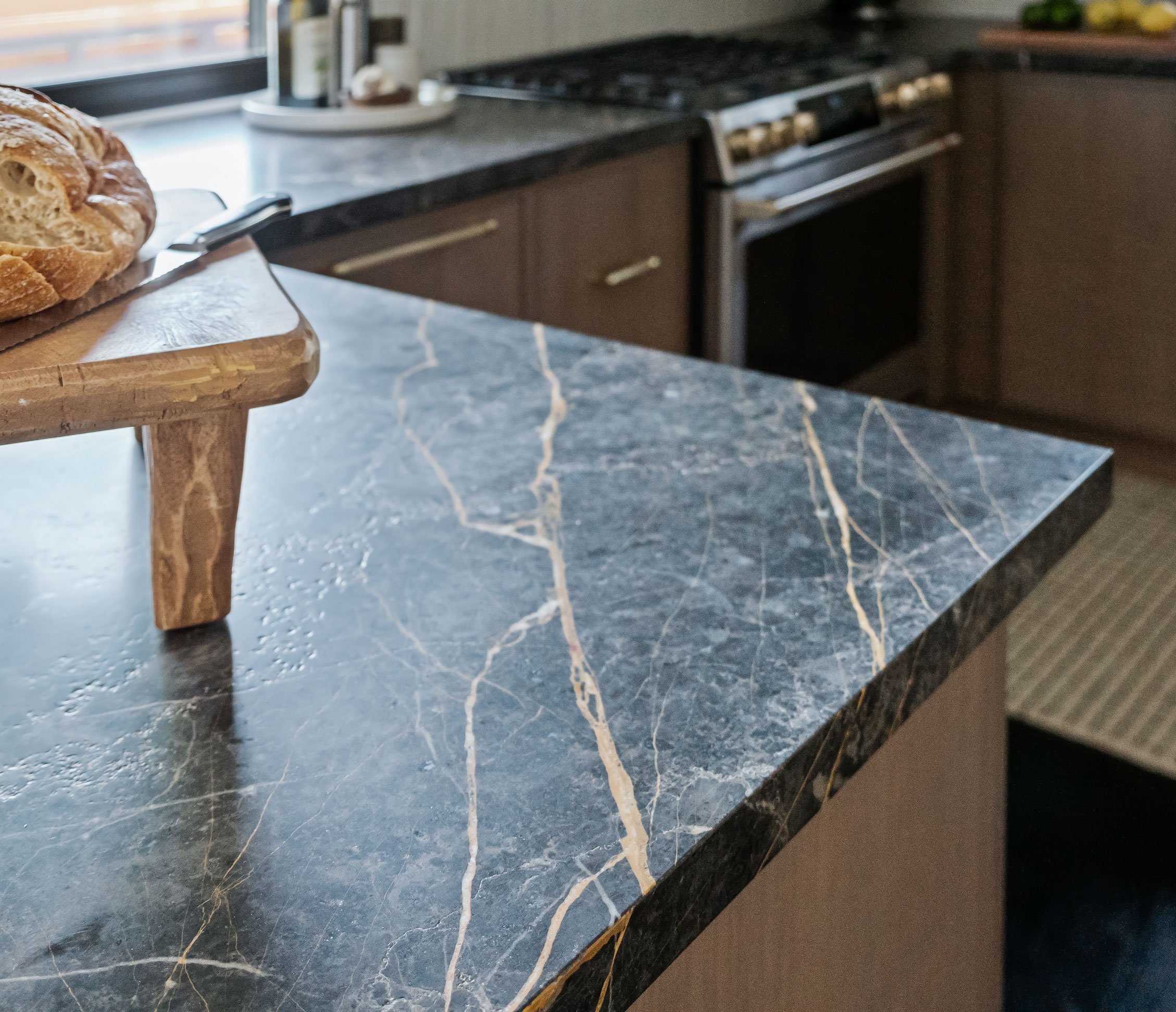 Black and Gold marble countertop from Terrazzo & Marble Supply, installed by Leonardo's Marble & Granite