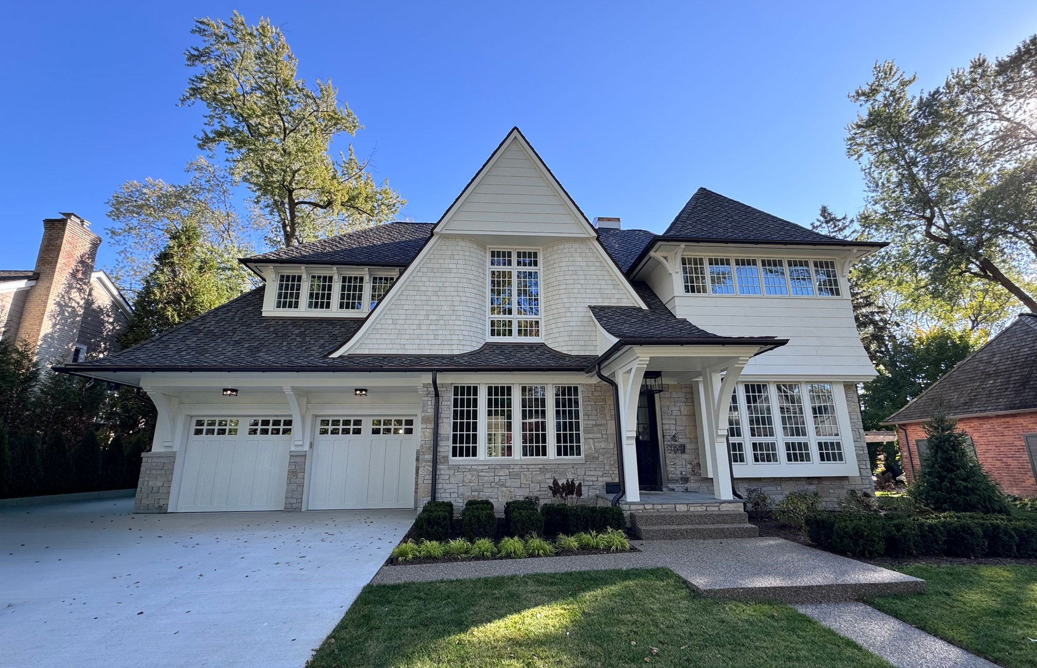 New construction home designed by Xander Bogaerts of Alexander V Bogaerts and Associates, built by SDGA Builders, with interior design by Caryn Satovsky-Siegel and cabinetry design by Brooke Dando of KSI Kitchen & Bath.