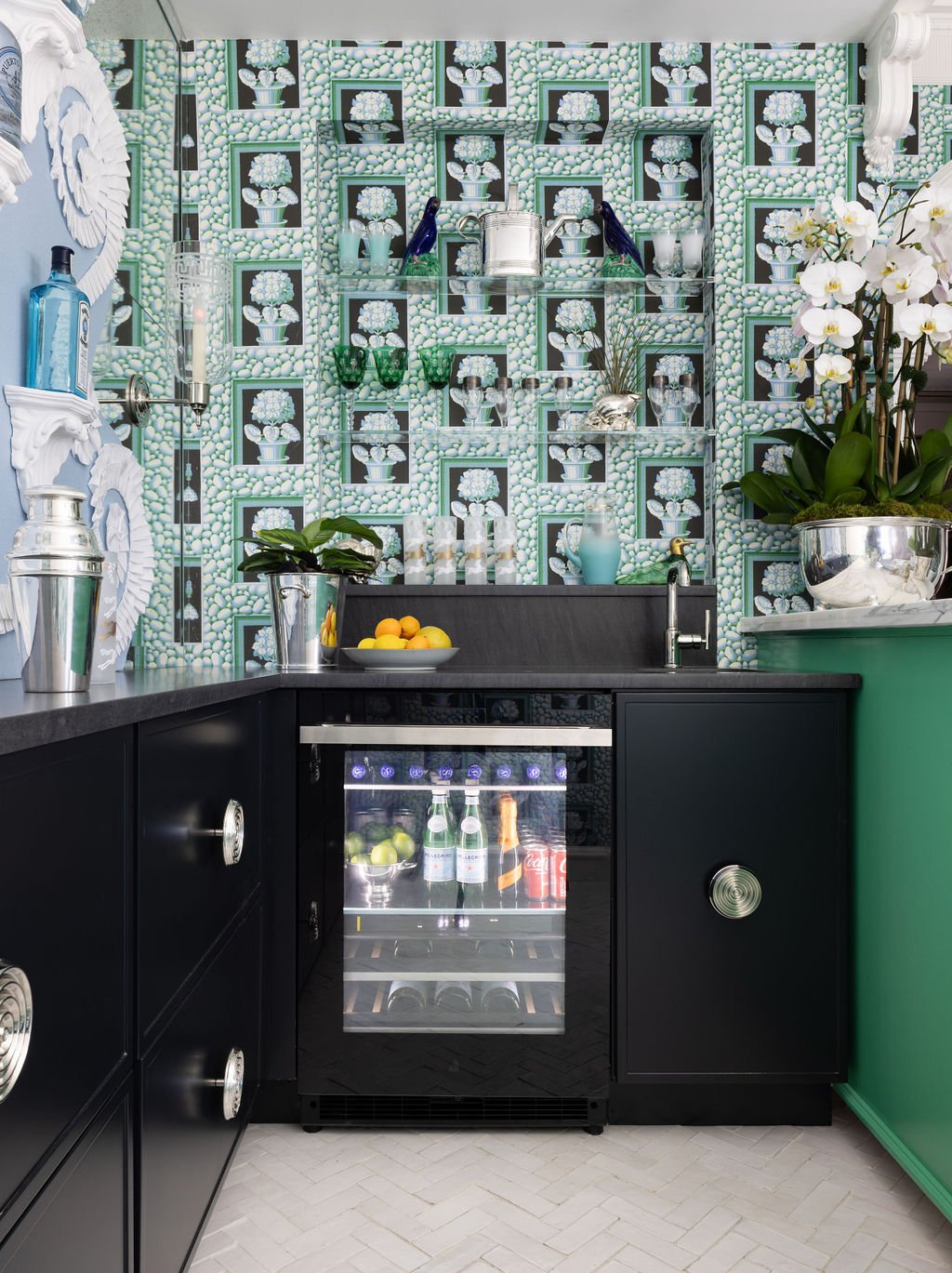 2025 Kips Bay Decorator Show House featuring Fabuwood Cabinetry - beverage center detail