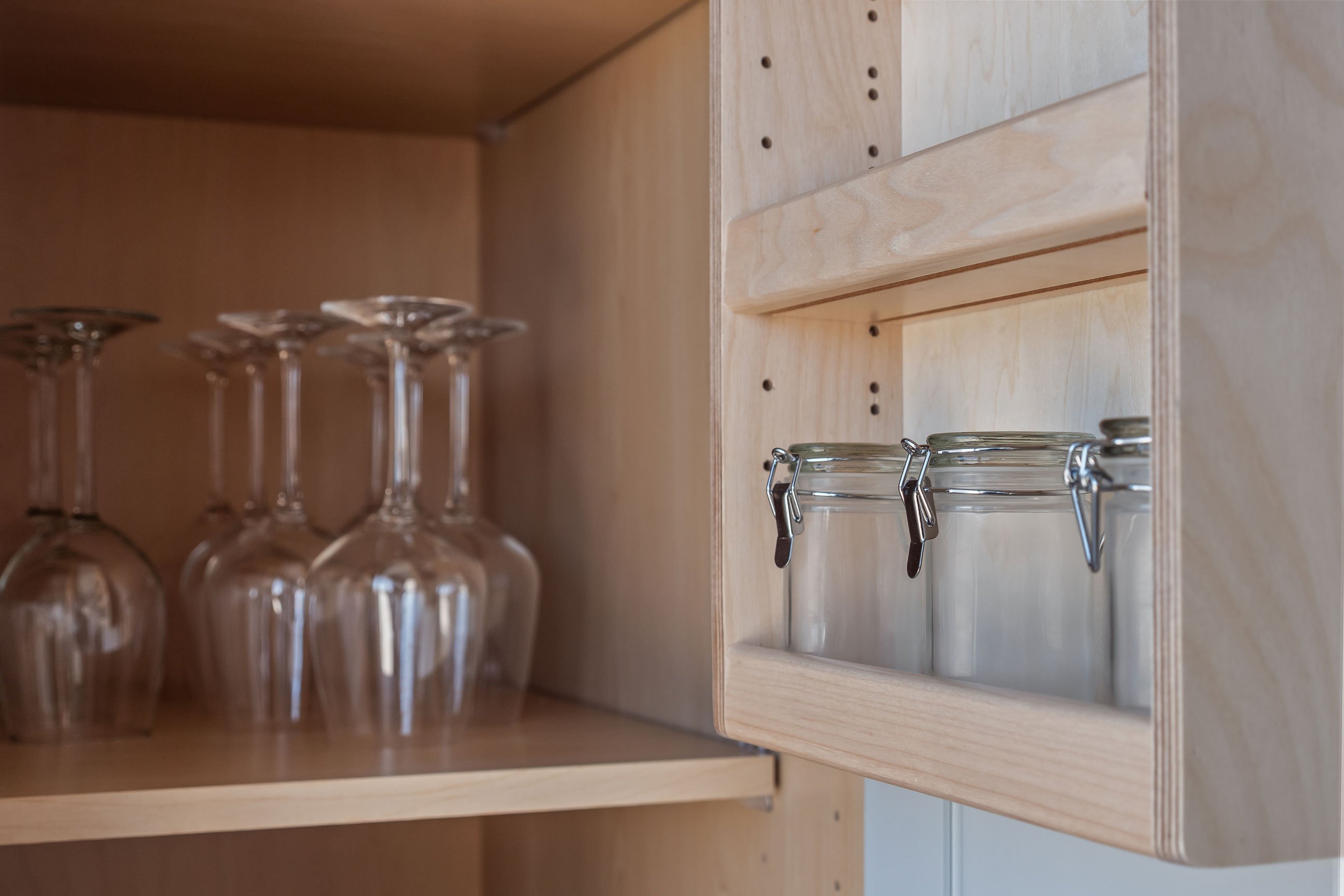 Storage built into cabinet doors