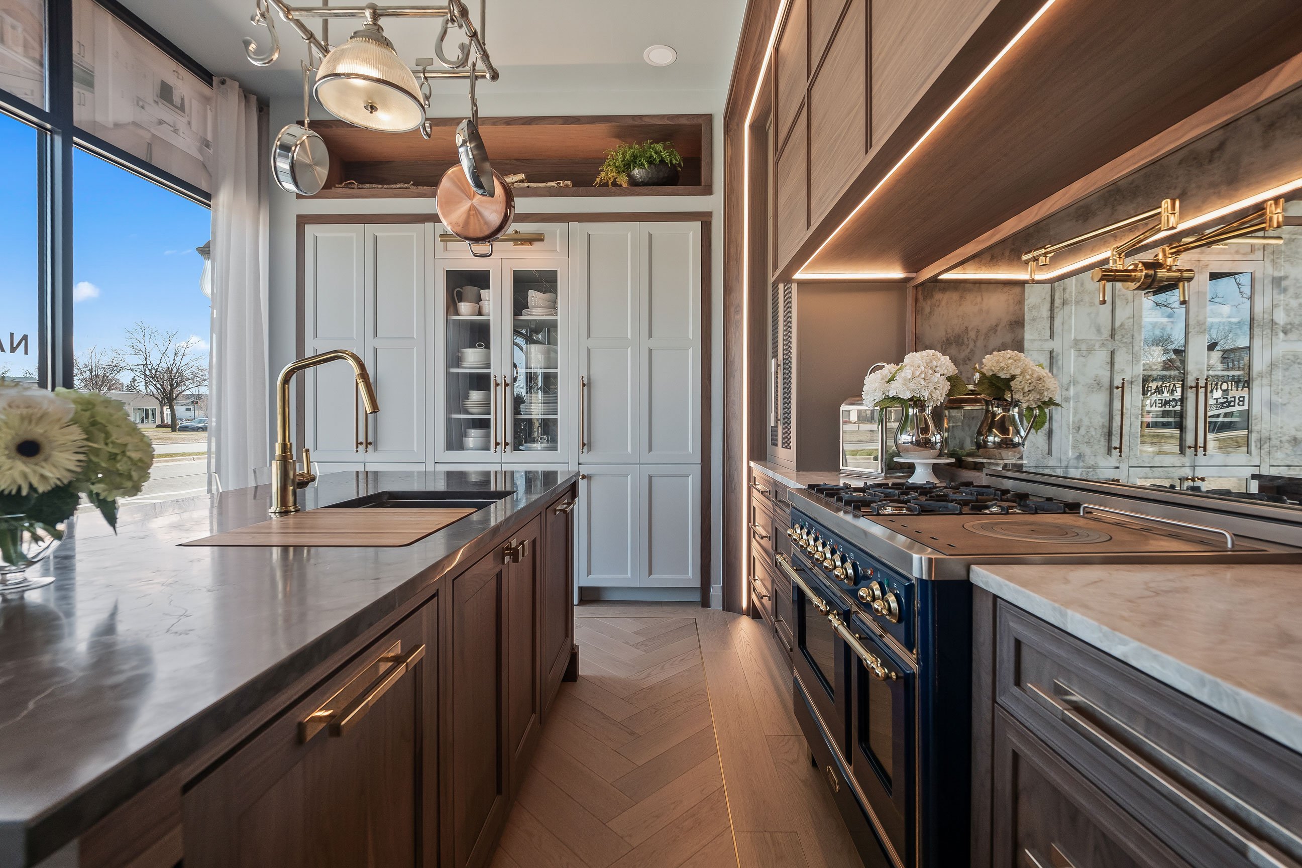 rich wood kitchen display