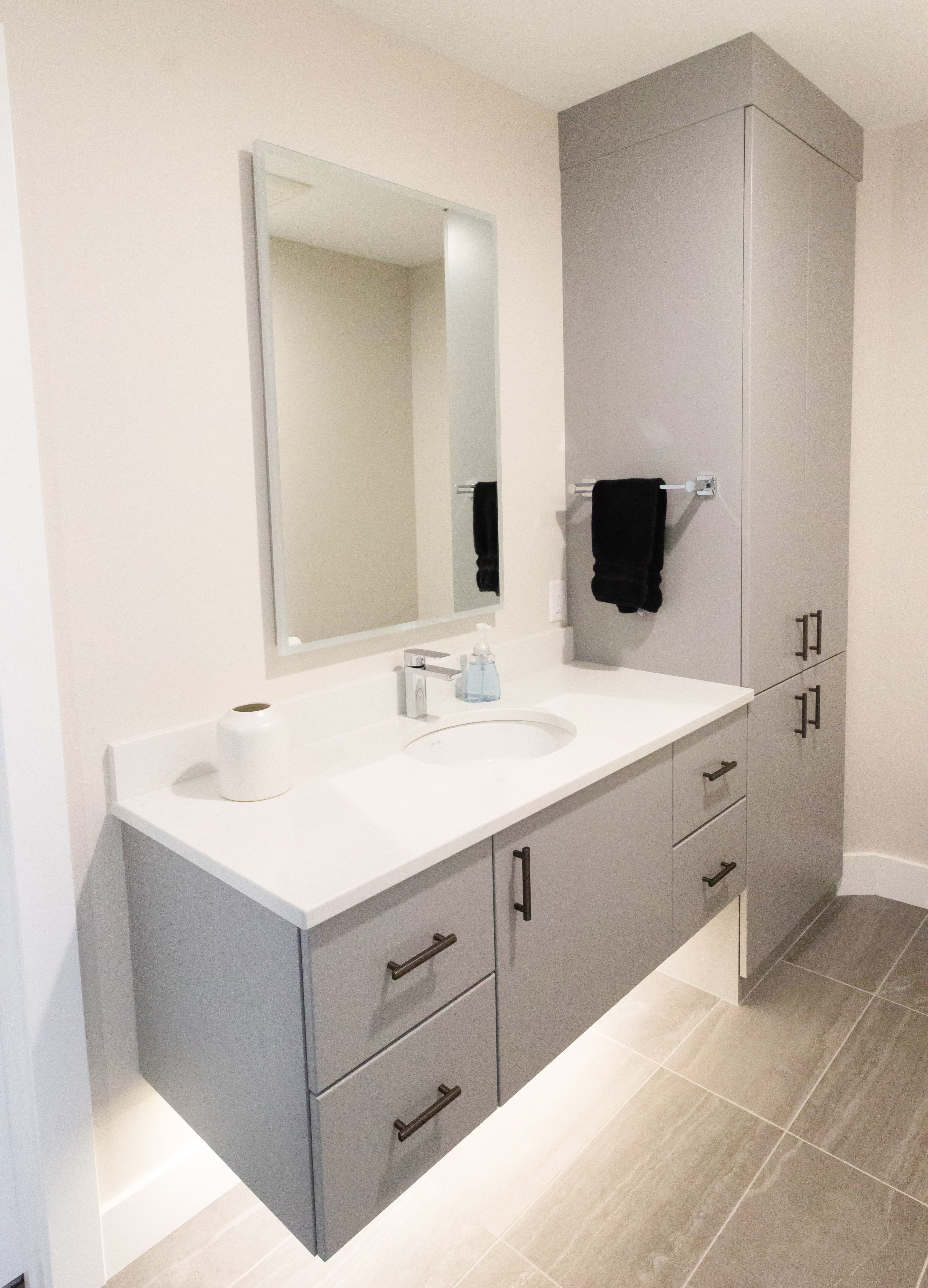 Guest Bathroom featuring Painted Cabinetry