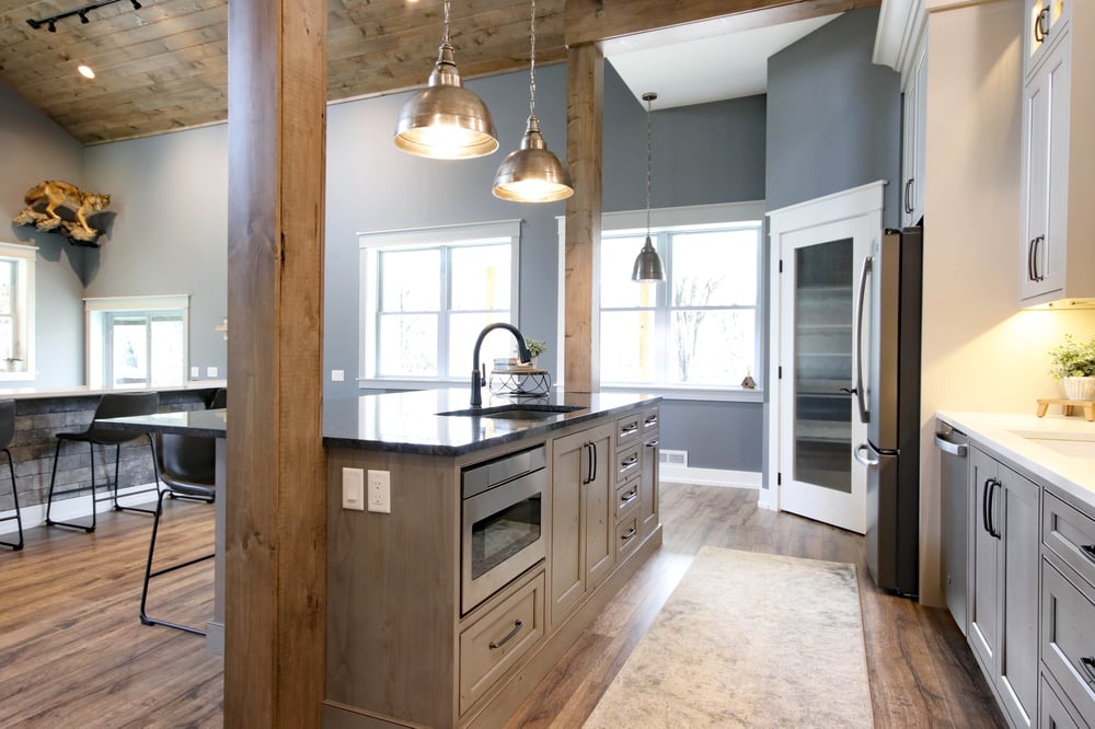 Thoughtful storage solutions create a versatile barndominium kitchen