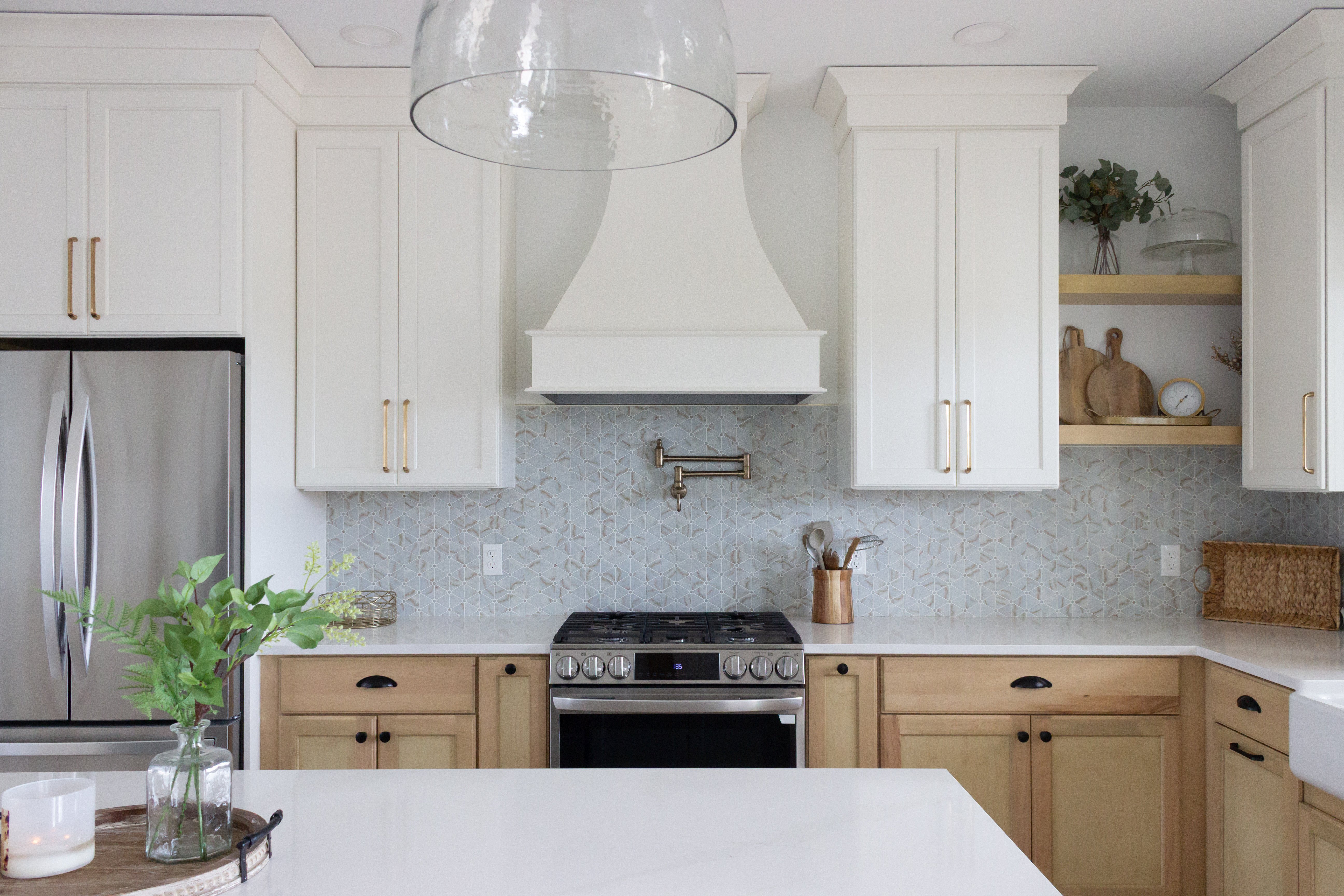 Kitchen in both Maple Sweet Honey and Alabaster
